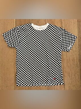 Hanes Supreme Black & White Checkerboard  Sleeve Tee Large